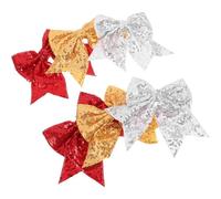 Veemoon 6 Stück Große Pailletten Haarspangen mit Schleifen Glitzernde Cheerleader Haarschleifen für Damen Festliche Haarclips für Weihnachten College Sportwettkämpfe