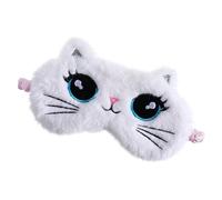 Veemoon Kinder Schlafmaske Plüsch Katzen Augenmaske Weiß Mit Elastischem Band Schlaf Augenbinde Für Mittagsschlaf Reisen Und Erholung