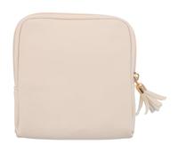 Veemoon Kleiner Schmucktasche aus Pu Beige mit Reißverschluss Reise Schmuckorganizer und Kosmetiktasche mit Mehreren Fächern für Damen Schmuckaufbewahrung und Münzbeutel