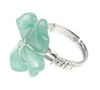 Veemoon Kristall Kleeblatt Ring Damen Vierblättriger Glücksbringer aus Silber mit Grünem Kristall Handgefertigter Statement Ring für Valentinstag und Alltag