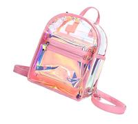 Veemoon Metallic Schimmernder Kleiner Rucksack Aus Transparentem PVC Leichter Damen Rucksack Mit Mehreren Fächern Multifunktionale Citytasche Für Teenager Und Festival