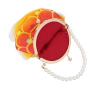 Veemoon Vintage Tragbar 3D Bestickte Chinesische Handtasche mit Perlen und Metall und Kiss Lock Verschluss Sichere Aufbewahrung für Geburtstagsfeiern und Hochzeiten