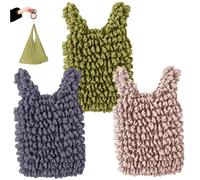 Veesper 3 Stück Wiederverwendbare Einkaufstüten, großes Fassungsvermögen, Faltbare Polyester-Tragetaschen mit Griffen für Einkaufen, Reisen, Outdoor, Camping, Markt und den täglichen Gebrauch