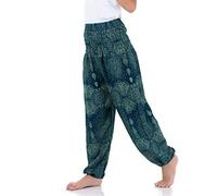 Vegan, stylisch & fair - Orientalische Kinder Aladinhose Haremshose Spirit of Mandala für Mädchen & Jungen - Original handgefertigt in Thailand (158/164, Türkis)