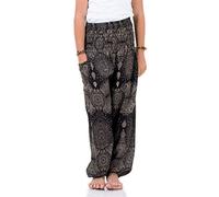 Vegan, stylisch & fair - Orientalische Kinder Aladinhose Haremshose Spirit of Mandala für Mädchen & Jungen - Original handgefertigt in Thailand (158/164, Schwarz)