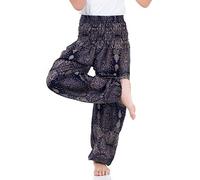 Vegan, stylisch & fair - Orientalische Kinder Aladinhose Haremshose Spirit of Mandala für Mädchen & Jungen - Original handgefertigt in Thailand (122/128, Blau)