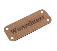 Vegane Labels aus Papier-Kunstleder zum Einnähen mit Wunschgravur | Personalisierte Aufnäher & Etiketten in Lederoptik | 100% tierfrei | 50 x 20 mm | ab 10 Stück individuell konfigurierbar