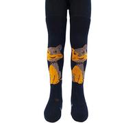 VEGATEKSA 2 Thermo Beine Strumpfhose für Jungen und Mädchen in SOFT PLUSH ON BEINE aus Gekämmter Baumwolle, Kätzchen in Dunkelblau, Made in EU, Verstellbare Taille (98-104cm)