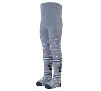 VEGATEKSA Thermo-Strumpfhose für Jungen und Mädchen in Soft Plush aus Gekämmter Baumwolle, Hirsch in Grau, Made in EU, Verstellbare Taille (74-80cm)