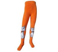 VEGATEKSA Thermo-Strumpfhose für Jungen und Mädchen in Soft Plush aus Gekämmter Baumwolle, Kätzchen in Orange, Made in EU, Verstellbare Taille (98-104cm)