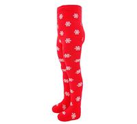 VEGATEKSA Thermo-Strumpfhose für Jungen und Mädchen in Soft Plush aus Gekämmter Baumwolle, Pinguin in Rot, Made in EU, Verstellbare Taille (74-80cm)