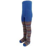 VEGATEKSA Thermo-Strumpfhose für Jungen und Mädchen in Soft Plush aus Gekämmter Baumwolle, Streifen in Blau, Made in EU, Verstellbare Taille (86-92cm)
