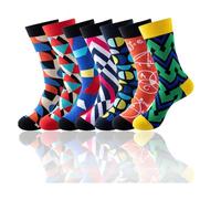 VEGCOO 7 Paar bunte Socken für Herren, lässige gekämmte Baumwolle, lustige Socken, flippige Socken für Herren, mehrfarbig, 6-11