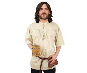 Vehi Mercatus Klassiches Mittelalter Hemd Kurzarm, Rainald- Schwarz oder Natur- Baumwolle- LARP, Reenactment, Alltag (DE/NL/SE/PL, Alphanumerisch, L, Regular, Regular, Wei?)
