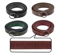 Vehi Mercatus Mittelalter Gürtel- Leder - 2,2 cm breit - in Rot, Grün, Braun, Schwarz - Prägung Knotenmuster - für Wikinger, LARP, Reenactment, Alltagsgebrauch (Grün, 190cm)
