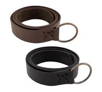 Vehi Mercatus Mittelalter Gürtel- Leder- 3,9 cm breit- 160cm oder 190cm- in Braun oder Schwarz- Breitgürtel- für Wikinger, LARP, Reenactment, Alltagsgebrauch (Braun, 190)