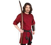 Vehi Mercatus Schlichte Mittelalter Tunika kurzarm Njord- Baumwolle- Schwarz, Braun, Rot, Gr??n oder Blau- LARP, Reenactment, Alltag (Rot, XL)