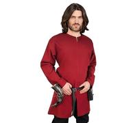 Vehi Mercatus Schlichte Mittelalter Tunika Langarm Malte- Baumwolle- Schwarz, Braun, Rot, Gr??n oder Blau- LARP, Reenactment, Alltag (Rot, M)