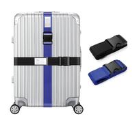 Veki 2 Stück Kofferband Set, Koffergurt mit Adressschild, Gepäckgurt für 18-32 Zoll Koffers, Einstellbare Kofferbänder, Koffer Zubehör für Schnell Erkennen Gepäck Reisetasche Koffer (Dunkel)