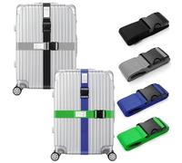 Veki 4 Stück Kofferband Set, Koffergurt mit Adressschild, Gepäckgurt für 18-32 Zoll Koffers, Einstellbare Kofferbänder, Koffer Zubehör für Schnell Erkennen Gepäck Reisetasche Koffer (Dunkel)