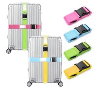 Veki 4 Stück Kofferband Set, Koffergurt mit Adressschild, Gepäckgurt für 18-32 Zoll Koffers, Einstellbare Kofferbänder, Koffer Zubehör für Schnell Erkennen Gepäck Reisetasche Koffer (Helle)