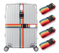 Veki 4 Stück Kofferband Set, Koffergurt mit Adressschild, Gepäckgurt für 18-32 Zoll Koffers, Einstellbare Kofferbänder, Koffer Zubehör für Schnell Erkennen Gepäck Reisetasche Koffer (Bunt)