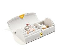 Veki Reise Schmuckkästchen Klein Damen, Schmuckaufbewahrung Schmucktasch Reisen, Schmuckschatulle Schmuckkasten für Frauen und Mädchen, Tragbar Schmuckbox Samt für Ringe, Ohrringe, Halskette (Grau)