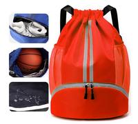 Veki Sport Rucksack mit Kordelzug, Turnbeutel Wasserdicht für Damen und Herren, Sportbeutel mit Bodenfach für Basketball, Fußball, Volleyball, Gymsack für Reisen, Fitnessstudio, Schwimmen (Rot)