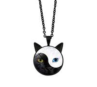 Vektenxi Premium Qualität Frauen Tai Chi Yin Yang Katze Glas Anhänger Halskette Kette Schmuck Geschenk