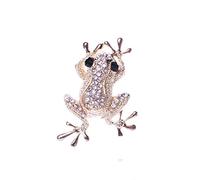 Vektenxi Premium Qualität Kristall Frosch Brosche Legierung Tierform Unisex Emaille Pins Kleidung Zubehör, Gold