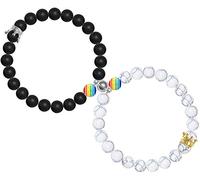 VELESAY 1 Paar Magnetisch LGBT Armbänder für Damen Herren Regenbogen Armband Homosexuell & Lesben Pride Armband Gay & Lesbian Armband Homosexual Homosexuell lesbisches Lesbe Armbänder LGBTQ