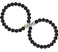 VELESAY 1 Paar Magnetisch LGBT Armbänder für Damen Herren Regenbogen Armband Homosexuell & Lesben Pride Armband Gay & Lesbian Armband Homosexual Homosexuell lesbisches Lesbe Armbänder LGBTQ