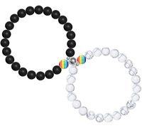 VELESAY 1 Paar Magnetisch LGBT Armbänder für Damen Herren Regenbogen Armband Homosexuell & Lesben Pride Armband Gay & Lesbian Armband Homosexual Homosexuell lesbisches Lesbe Armbänder LGBTQ
