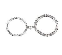 VELESAY 1Paar Paare Edelstahl Armband Magnetische Gegenseitige Anziehung Partner Armbänder 2 Set Curb Link Armband Freundschaftsarmband Geschenke für Pärchen Frauen Männer Armband