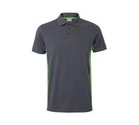 VELILLA 105504; zweifarbiges Poloshirt, kurzärmelig, Grau und Limettengrün, Größe L