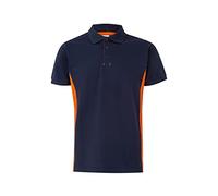 VELILLA 105504; zweifarbiges Poloshirt, kurzärmelig, Marineblau und Orange, Größe L