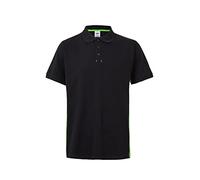 VELILLA 105504; zweifarbiges Poloshirt, kurzärmelig, Schwarz und Limettengrün, Größe L