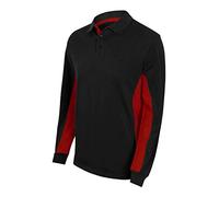 Velilla 105514; zweifarbiges Poloshirt mit Langen Ärmeln; Farbe Schwarz und Rot; Größe M