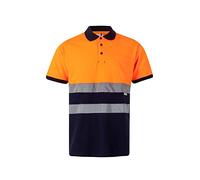 Velilla 305513 Polo algodón m/c Bicolor alta visibilidad Color Naranja flúor/Azul Navy Talla XXL