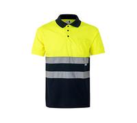 VELILLA Herren 173; Zweifarbiges Poloshirt Mit Kurzen Ärmeln, Marineblau Und Neongelb, Größe 2XL Polohemd, Marineblau Und Neongelb, XXL EU