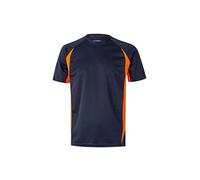 VELILLA Technisches T-Shirt, zweifarbig, Marineblau und Neonorange, Small