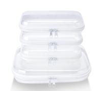 vellichor 4 pcs Clear Hard Zipper Case for Storage, Stackable Waterproof Transparent CLear Pencil Case, Toiletry Pouch, Travel Organizer, Cosmetic Bag,Toy Storage Bins (M+3S)