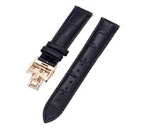 VELORE 19mm 20mm 22mm doppelseitige Rindsleder-Uhrenarmbänder für Vacheron VC Uhrenarmband Constantin für Männer und Frauen Rindslederarmbänder(Black Rose gold clas,19mm)