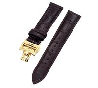 VELORE 19mm 20mm 22mm doppelseitige Rindsleder-Uhrenarmbänder für Vacheron VC Uhrenarmband Constantin für Männer und Frauen Rindslederarmbänder(Dark brown Golden,19mm)