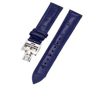 VELORE 19mm 20mm 22mm doppelseitige Rindsleder-Uhrenarmbänder für Vacheron VC Uhrenarmband Constantin für Männer und Frauen Rindslederarmbänder(Blue Silver clasp,19mm)