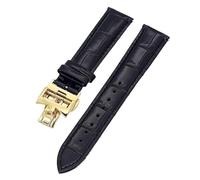 VELORE 19mm 20mm 22mm doppelseitige Rindsleder-Uhrenarmbänder für Vacheron VC Uhrenarmband Constantin für Männer und Frauen Rindslederarmbänder(Black Golden clasp,20mm)