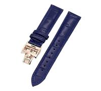VELORE 19mm 20mm 22mm doppelseitige Rindsleder-Uhrenarmbänder für Vacheron VC Uhrenarmband Constantin für Männer und Frauen Rindslederarmbänder(Blue Rose gold clasp,20mm)
