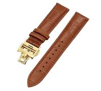 VELORE 19mm 20mm 22mm doppelseitige Rindsleder-Uhrenarmbänder für Vacheron VC Uhrenarmband Constantin für Männer und Frauen Rindslederarmbänder(Light brown Golden,22mm)