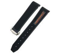 VELORE 20 mm weiches, flexibles Gummi-Armband für Omega Speedmaster Moonwatch Seamaster 300 AT150 PLANET OCEAN 600 Armband(Black Orange,19mm)