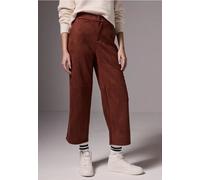 Lederimitathose STREET ONE STUDIO, Damen, Gr. 44, Länge 28, rot (cherry braun), Stoff, 90% Polyester, 10% Elasthan, unifarben, normal knöchelfrei, Hosen, High Waist (71724358-44) cherry braun